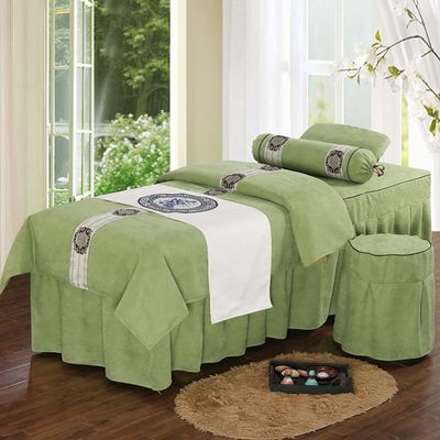 4-Piece Professional Massage Linens Microfiber Massage Table Sheet Set,Solid Color Massage Table Skirt (190x70cm(75x28inch) Green) (190x70cm(75x28inch) Dark Blue) (190x80cm(75x31inch) Green)