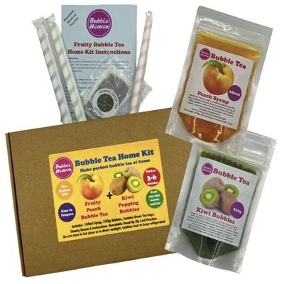 Fruity Peach with Kiwi Popping Bobas Bubble Tea Kit 3 to 6 Drinks