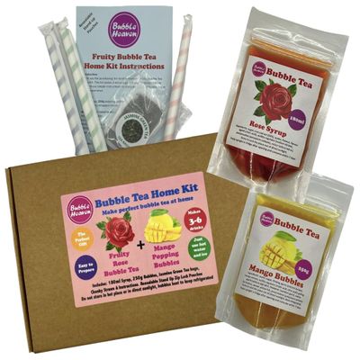 Fruity Rose with Mango Popping Bobas Bubble Tea Kit 3 to 6 Drinks