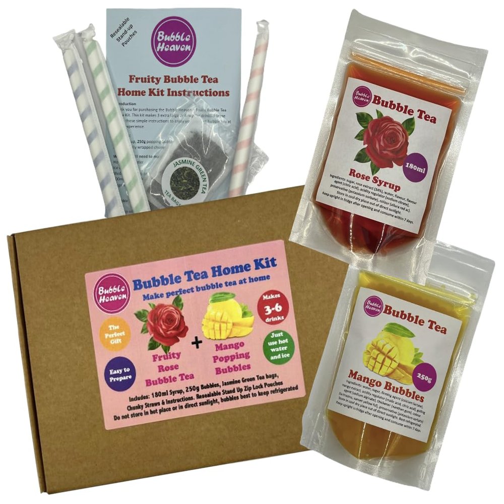 Fruity Rose with Mango Popping Bobas Bubble Tea Kit 3 to 6 Drinks