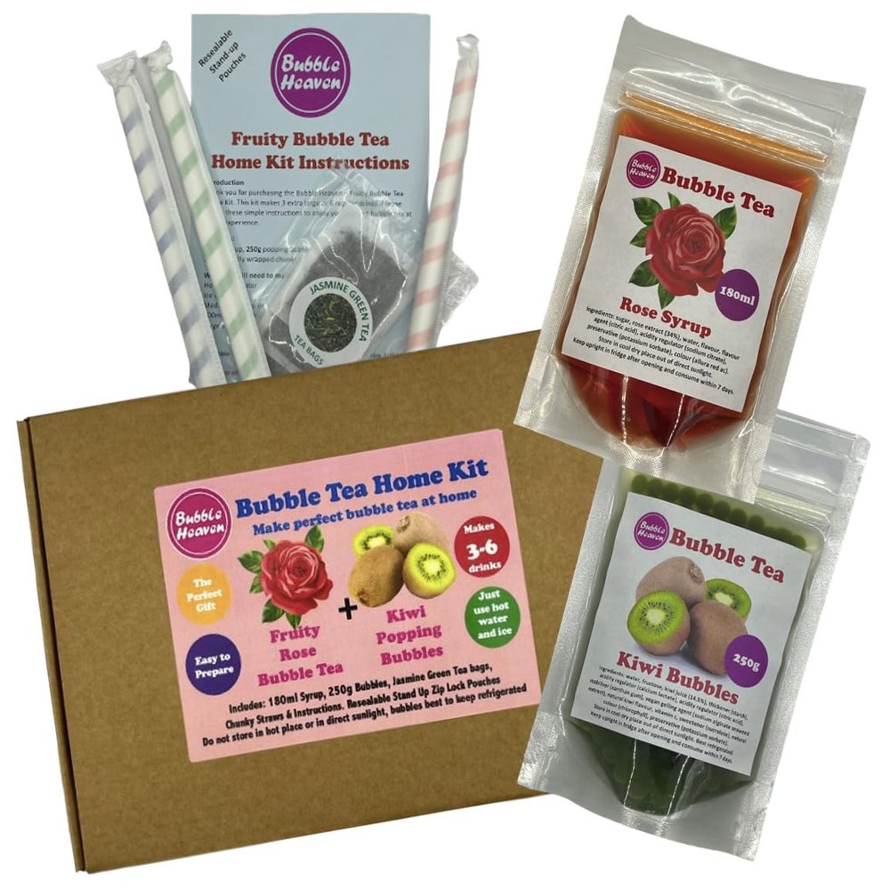 Fruity Rose with Kiwi Popping Bobas Bubble Tea Kit 3 to 6 Drinks
