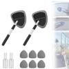 Windshield Cleaning Tool, Car Window Cleaning Tools, Microfiber Car Window Cleaner, Reusable Microfiber Aluminum Handle Glass Wiper Kit, Wiper Cleaning Kit Universal for Office and Home (Gray, 2pc) view 1