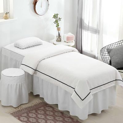 4-Piece Massage Table Sheet Set, Massage Table Skirt, Cotton Massage Table Bed Skirt, Protects Massage Table, Machine Washable (Color : White, Size : 185x70cm) (White 185x70cm)