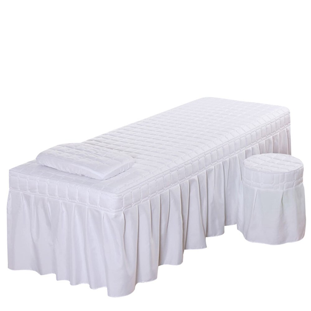 1Pcs Set Beauty Salon Massage Table Bed Sheet, Solid Color Massage Table Skirt Breathable Reusable for Beauty Facial Bed Bedding/Red/185 * 70Cm Square Head (White 185 * 70Cm round Head)