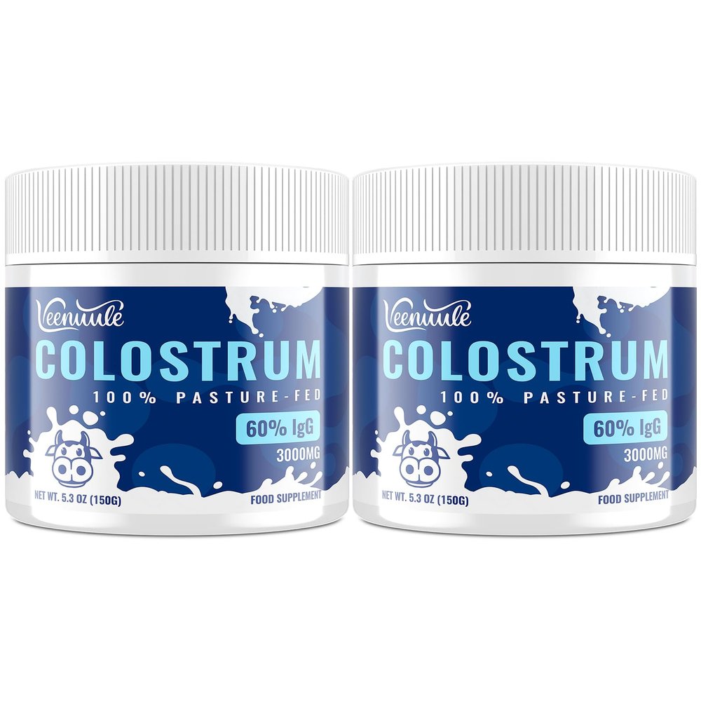 Veenuule Colostrum Powder 3000MG, with 60% Natural IgG (Immunoglobulins), Grass Fed Cow Colostrum, Non-GMO, Unflavored 50 Servings (50 Servings (Pack of 2))
