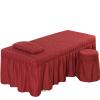 1Pcs Set Beauty Salon Massage Table Bed Sheet, Solid Color Massage Table Skirt Breathable Reusable for Beauty Facial Bed Bedding/Red/185 * 70Cm Square Head (Red 190 * 70Cm Square Head) view 1