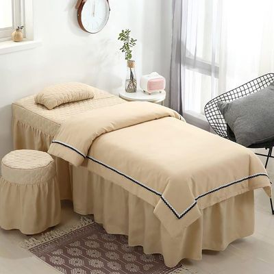 4-Piece Massage Table Sheet Set, Massage Table Skirt, Cotton Massage Table Bed Skirt, Protects Massage Table, Machine Washable (Color : White, Size : 185x70cm) (Camel 185x70cm)