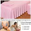 3pcs Bedding Set for Massage Table, Washable Pad Cover Bed Sheet Bed Skirt Table Skirt Bed Linens Sheets Bedspread Massage Spa Pillowcase (Color : Purple, Size : 180x70cm) (Dark Blue 190x80cm) view 2
