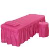 1Pcs Set Beauty Salon Massage Table Bed Sheet, Solid Color Massage Table Skirt Breathable Reusable for Beauty Facial Bed Bedding/Red/185 * 70Cm Square Head (Pink 190 * 70Cm round Head) view 1
