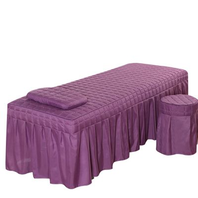 1Pcs Set Beauty Salon Massage Table Bed Sheet, Solid Color Massage Table Skirt Breathable Reusable for Beauty Facial Bed Bedding/Red/185 * 70Cm Square Head (Purple 190 * 70Cm Square Head)
