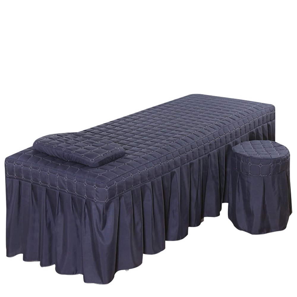 1Pcs Set Beauty Salon Massage Table Bed Sheet, Solid Color Massage Table Skirt Breathable Reusable for Beauty Facial Bed Bedding/Red/185 * 70Cm Square Head (Black 185 * 70Cm Square Head)