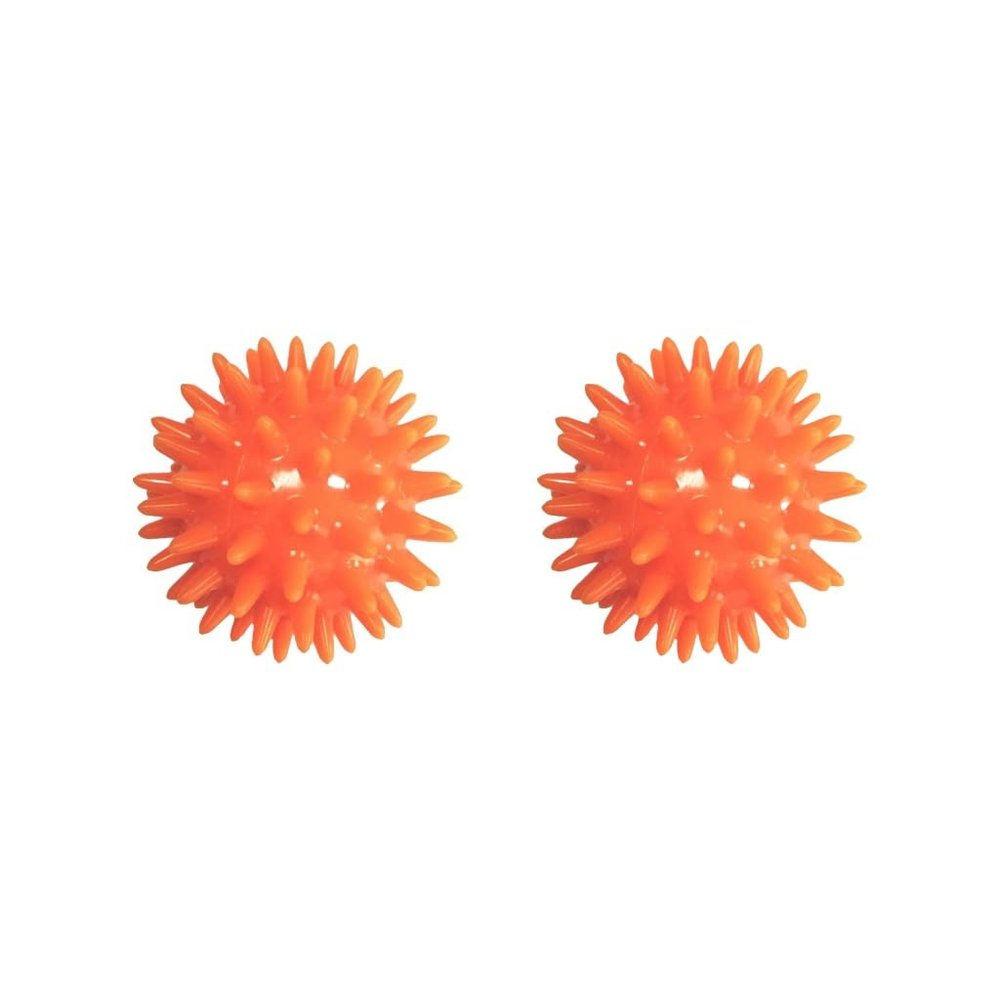 2 Set of Spike Massage Ball Exercise Foot Massage Ball for Back Hand Palms Feet Soles Orange, 6 cm