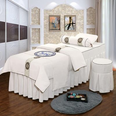 4-Piece Professional Massage Linens Microfiber Massage Table Sheet Set,Solid Color Massage Table Skirt (190x70cm(75x28inch) Green) (190x70cm(75x28inch) Dark Blue) (190x80cm(75x31inch) White)