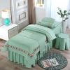 4 Piece Massage Bed Sheet Set Table Skirt Bed Cover Beauty Bed Bedspread High-End Beauty Bed Cover Cotton and Linen Bedspread for Beauty Salon/Blue/60 * 175Cm Round Head (Green 60*180Cm round Head) view 1