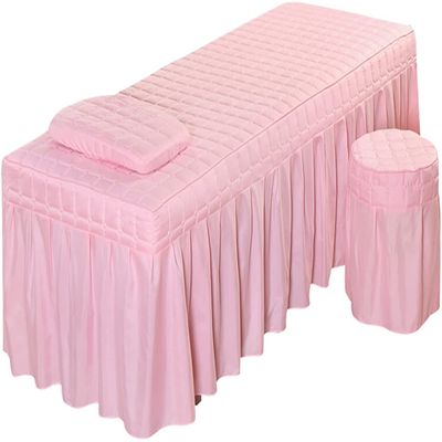 DACAIJIUWO Massage Table Sheet Sets Spa Beauty Bed Cover, Beauty Bedspreads Bed Skirt Pillow Case Stool Cover (White 185x70cm(73x28inch)) (Pink 180x60cm(71x24inch))