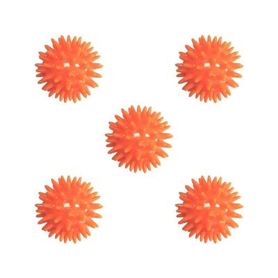5 Set of Spike Massage Ball Exercise Foot Massage Ball for Back Hand Palms Feet Soles Orange, 6 cm