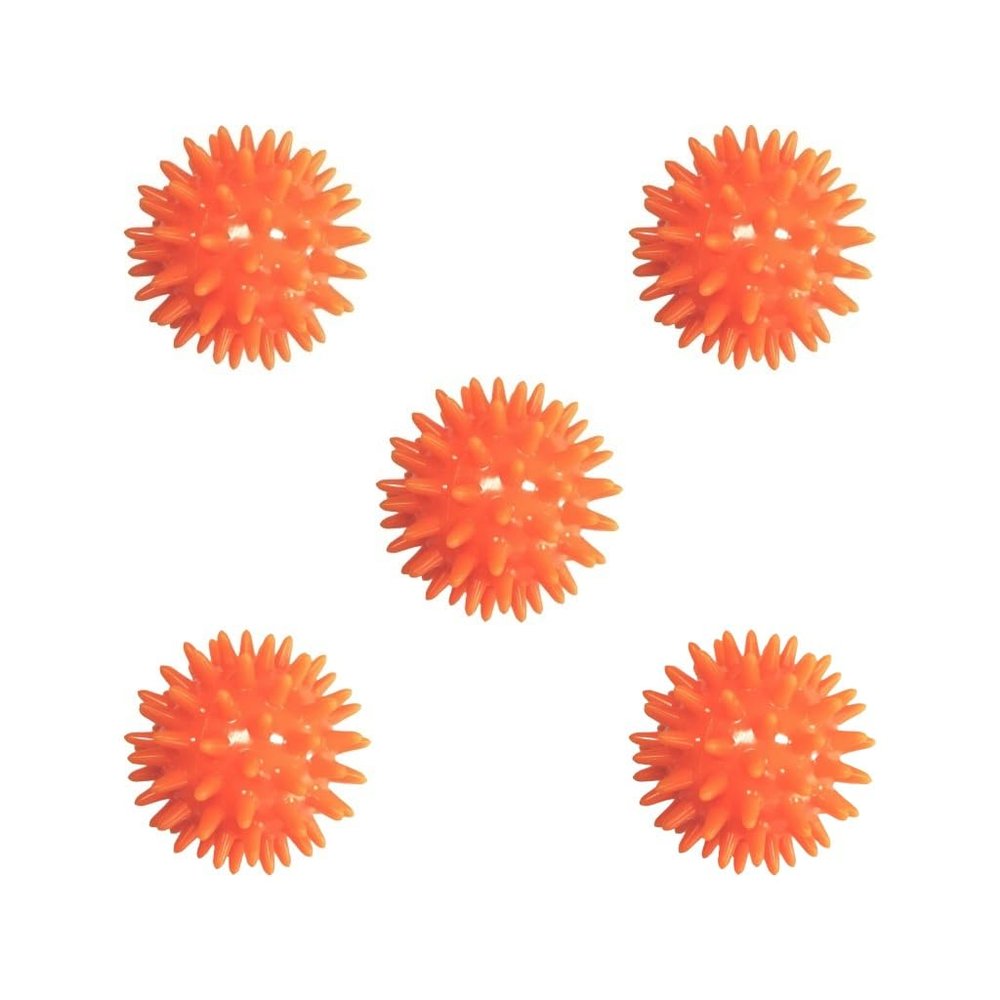 5 Set of Spike Massage Ball Exercise Foot Massage Ball for Back Hand Palms Feet Soles Orange, 6 cm