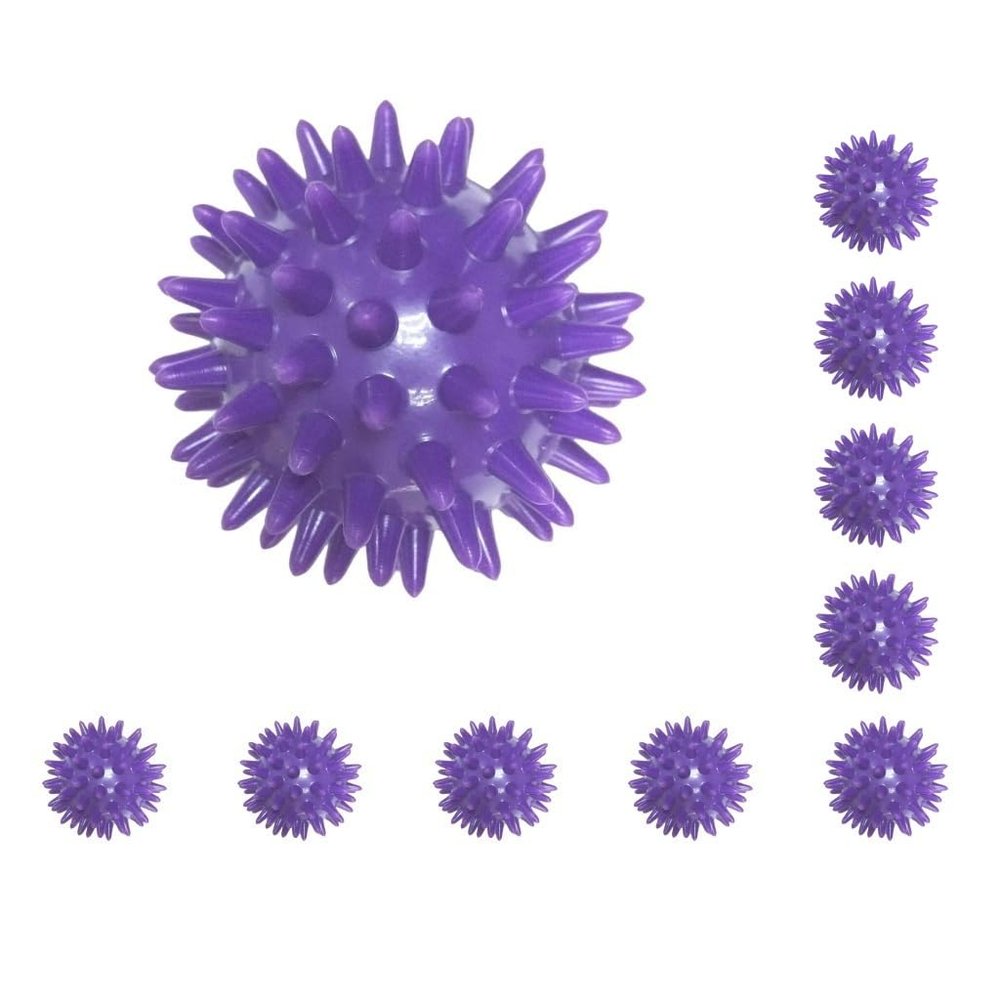10 Set of Spike Massage Ball Exercise Foot Massage Ball for Back Hand Palms Feet Soles Purple, 6 cm