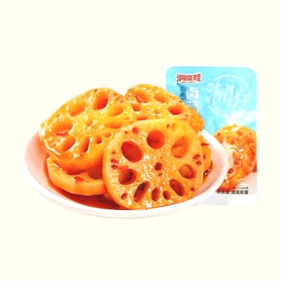 Chinese specialty spicy golden needle mushroom 5 packs, ready to eat when opened, spicy snacks, vegan, snack food, delicious snacks, nostalgic snacks, (Braised Lotus Root Slices with Sauce,20 packs)