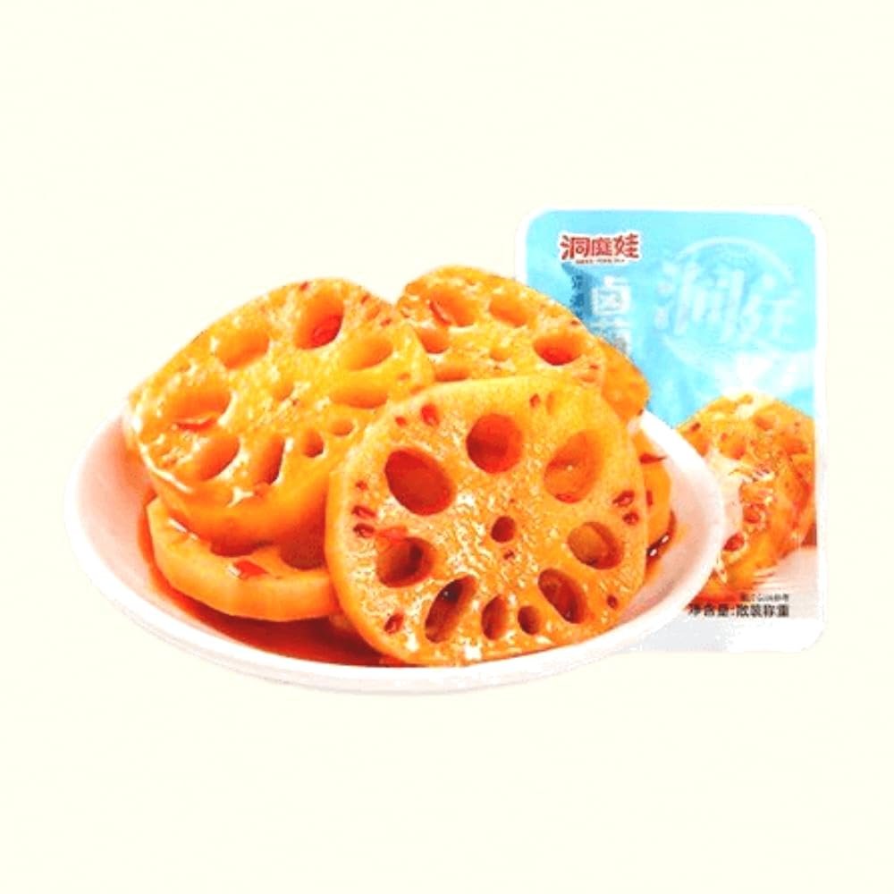Chinese specialty spicy golden needle mushroom 5 packs, ready to eat when opened, spicy snacks, vegan, snack food, delicious snacks, nostalgic snacks, (Braised Lotus Root Slices with Sauce,20 packs)
