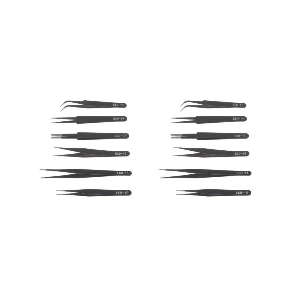 2 Set 6 Pieces Precision Tweezers Set Nail Decor Tweezers Precision Tweezers Set Blunt