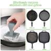 TOPULORS Cast Iron Scrubber Cleaner & 316L Stainless Steel Chainmail Scrubber with 2 Scrapers, Ergonomic Silicone Handle Brush for Pans Skillets Grills Dishes Cleaning - Non-Scratch Rust-Proof - Gray view 4