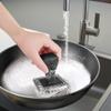 TOPULORS Cast Iron Scrubber & Cleaner Scraper Kit - Upgraded Handle 316L Stainless Steel Chainmail Scrubber for Cast Iron Pans, Dish Scrub Brush Scouring Pad for Cookware Corners Deep Cleaning - Black view 2