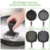 TOPULORS Cast Iron Scrubber & Cleaner Scraper Kit - Upgraded Handle 316L Stainless Steel Chainmail Scrubber for Cast Iron Pans, Dish Scrub Brush Scouring Pad for Cookware Corners Deep Cleaning - Black view 4