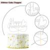 Sumerk 1 PC Sliver Happy Anniversary Cake Topper Wedding Anniversary Cake Toppers 50th Wedding Anniversary Cake Decorations Anniversary Party Decoration view 3