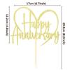 Sumerk 1 PC Happy Anniversary Cake Topper Wedding Anniversary Cake Toppers 50th Wedding Anniversary Cake Decorations Anniversary Party Decoration Gold view 2