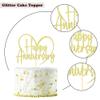 Sumerk 1 PC Happy Anniversary Cake Topper Wedding Anniversary Cake Toppers 50th Wedding Anniversary Cake Decorations Anniversary Party Decoration Gold view 3