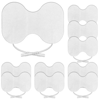 10 Pack Pads Tens Electrode Pads, Butterfly Double Line Tens Pads Self-Adhesive Reusable Electrode Pads with Plug 2.0MM Tens Pads Replacement for Home Use, 6.59.5CM