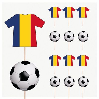 AK Giftshop Romania Football Party Food & Cupcakes Picks Decorations Toppers Euro World Cup (pack of 14)