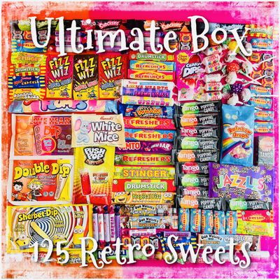 Retro Sweets Gift Box | Ultimate box - 125 Retro Sweets | Great Birthday Present and Gift for Christmas