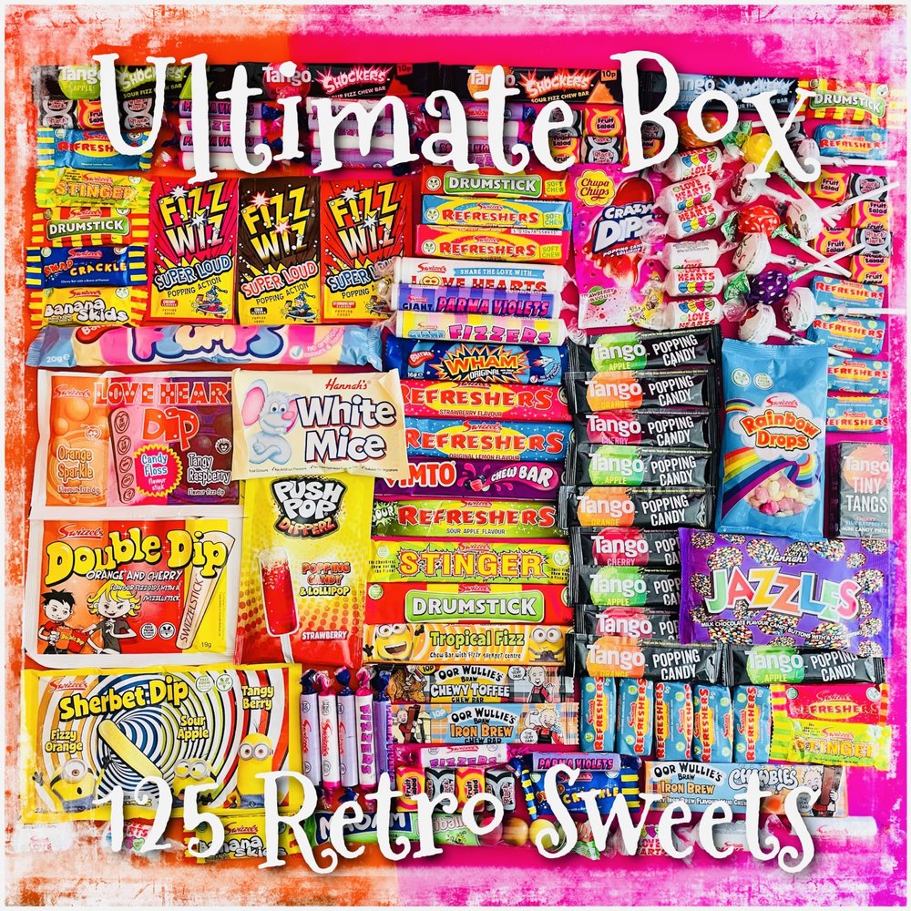 Retro Sweets Gift Box | Ultimate box - 125 Retro Sweets | Great Birthday Present and Gift for Christmas