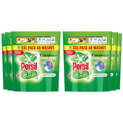 Persil XL 3-in-1 Washing Capsules Outstanding Stain Removal with No Residues Even in Quick and Cold Washes 7 Days of Lasting Freshness Washing Pods 48 Washes (Buy 6, Bio)