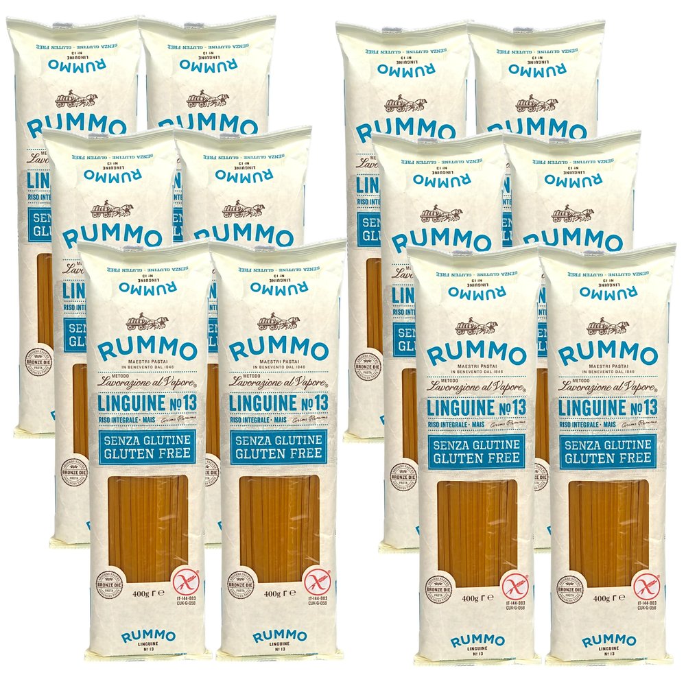 Rummo Gluten Free Linguine No.13-400g Corn & Brown Rice Pasta - Pack of 12 with Italia Solutions UK Kitchen Conversion Card