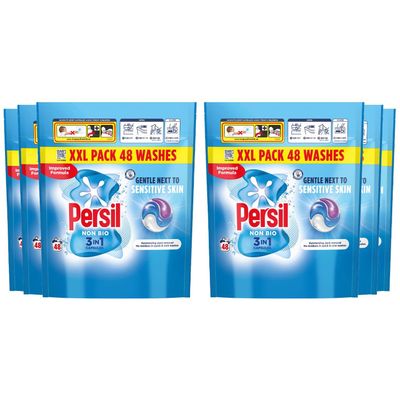 Persil XL 3-in-1 Washing Capsules Outstanding Stain Removal with No Residues Even in Quick and Cold Washes 7 Days of Lasting Freshness Washing Pods 48 Washes (Buy 6, Non Bio)