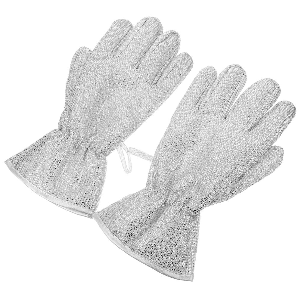 Didiseaon Wire Dishwashing Gloves Reusable Waterproof Kitchen Cleaning Gloves Five-finger Heat-resistant Anti-oil for Dishwashing and Pot Cleaning