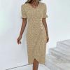 Womens Dresses Formal Black Floral Dress Strapless Waffle Slim Easter Dress mesh Long Sleeve Mini Sheath Dresses for Women 2024 Summer Tops Cross wrap Long midi view 2