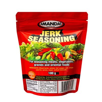 Amandas Jerk Seasoning Marinade 180g Spicy Hot Caribbean Jerk Sauce Jerk Marinade Meat Rub Jerk Seasoning for Chicken Lamb Meat Fish & Veg Meat Seasoning Made in Barbados