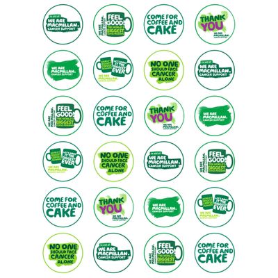 24 x Macmillan Cancer Awareness Mix Edible Wafer or Icing Cupcake Topper Fun Charity Party Cake Decorations Perfect For Brownies Cookies Muffins & More! (Premium Icing Sheet)