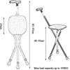 Canes Walking Stick Foldable Walking Crutch LED Light Flat Folding Seat Stick 5 Adjustable Height Levels for Men or Women Disabled and Elderly Mobility Cane with 3 Leg Base Max. 100kg view 4