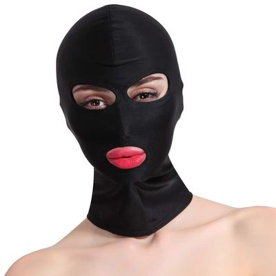 A-Waroom Unisex Hood Open Moth Open Eyes Face Mask Breathable Elastic Black Headgear for Mysterious Games Cosplay Party (M)