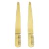 2pcs Stainless Steel Double Ended Tweezer Comb, Golden, Brow Shaping with Comb view 2