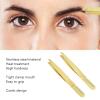 2pcs Stainless Steel Double Ended Tweezer Comb, Golden, Brow Shaping with Comb view 3