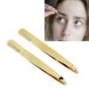 2pcs Stainless Steel Double Ended Tweezer Comb, Golden, Brow Shaping with Comb view 4