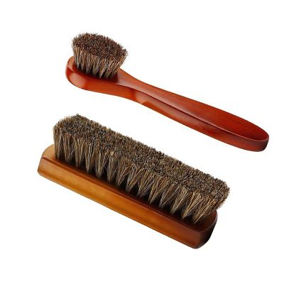 MOOKEENONE 2Pcs Shoe Cleaning Brush, Horsehair Shoe Boot Brush Leather Shoes Boots Care Clean Polish Daubers Applicators