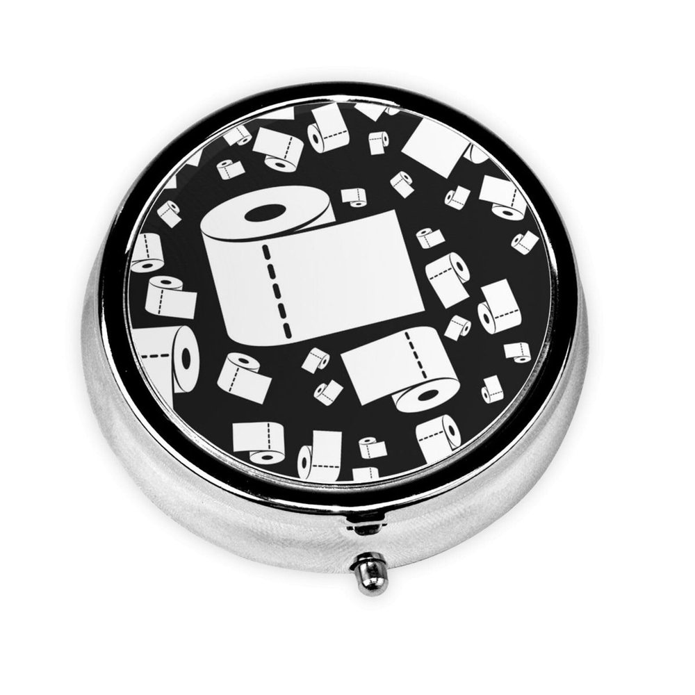 Toilet Paper, Pill Box Round Pill Case for Pocket Or Purse Small Pill Container Travel Pill Organizer