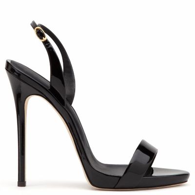WOkismD 12CM/4.72IN Women's Open Toe Sexy Super High Heel Sandals with Back Strap And Side Hollow High Heels,Black,43